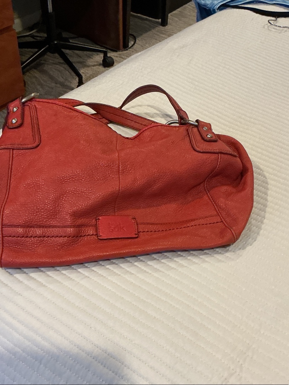 Stylish Red Leather Shoulder Bag by sak
